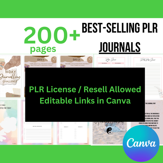 200+ PAGES PLR JOURNALS BUNDLE w/ Resell Rights - Grab A Selection Of The Best-Selling Journals