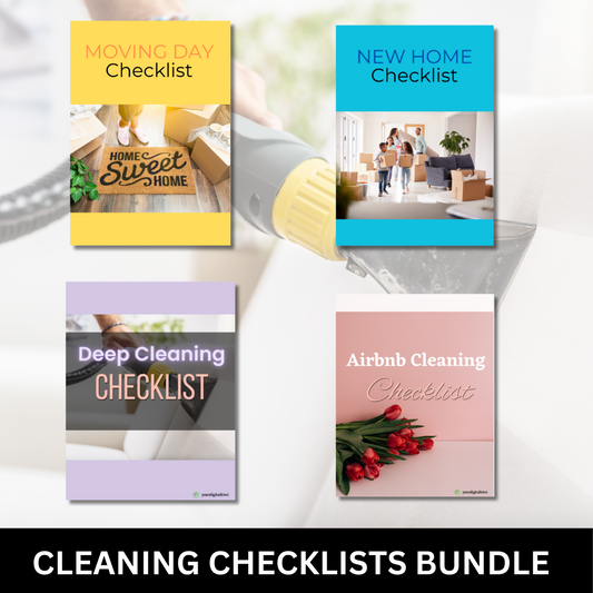 CLEANING CHECKLIST BUNDLE - 4 ESSENTIAL PRINTABLE TEMPLATES BUNDLE: Streamline Your Life with Ease!