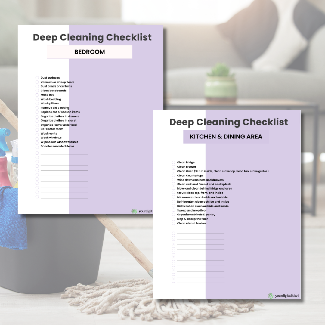 EDITABLE DEEP CLEANING CHECKLIST - Deep Cleaning Printable Checklist - Fully Customizable