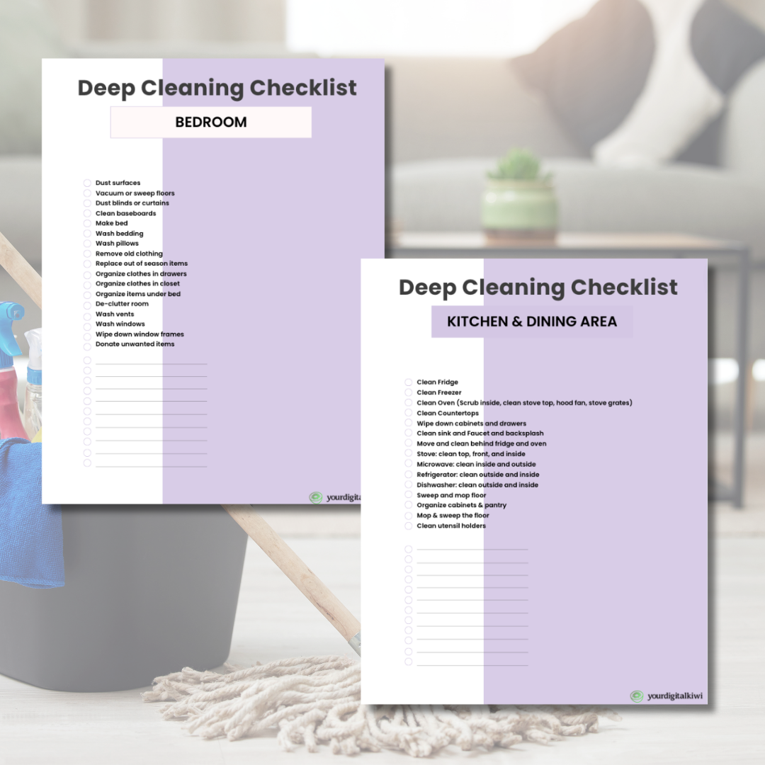 CLEANING CHECKLIST BUNDLE - 4 ESSENTIAL PRINTABLE TEMPLATES BUNDLE: Streamline Your Life with Ease!