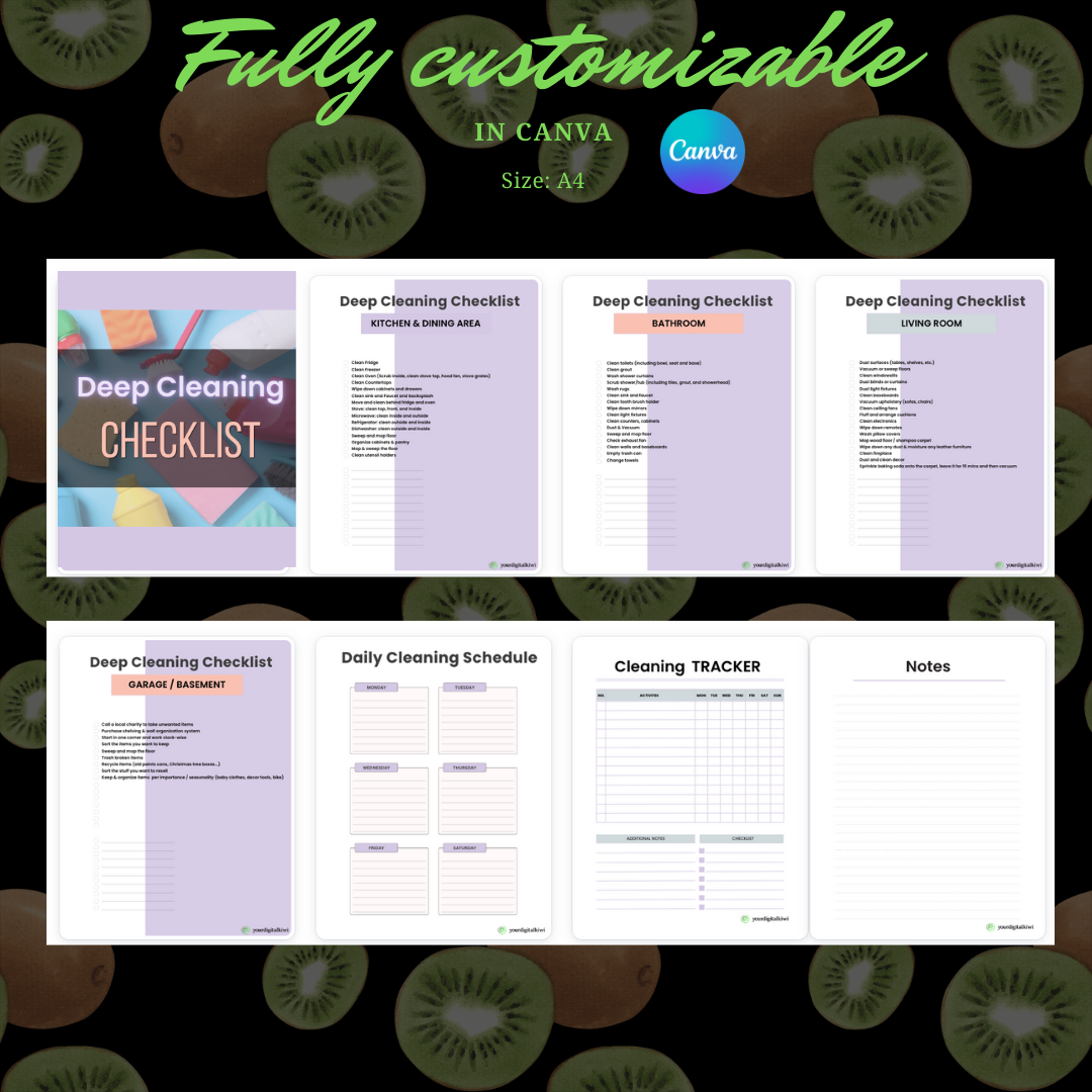 EDITABLE DEEP CLEANING CHECKLIST - Deep Cleaning Printable Checklist ...