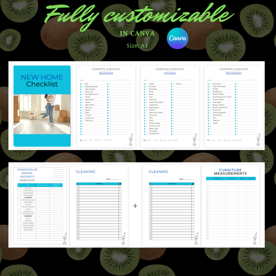 EDITABLE NEW HOME CHECKLIST - New Home Printable Checklist - Fully Customizable