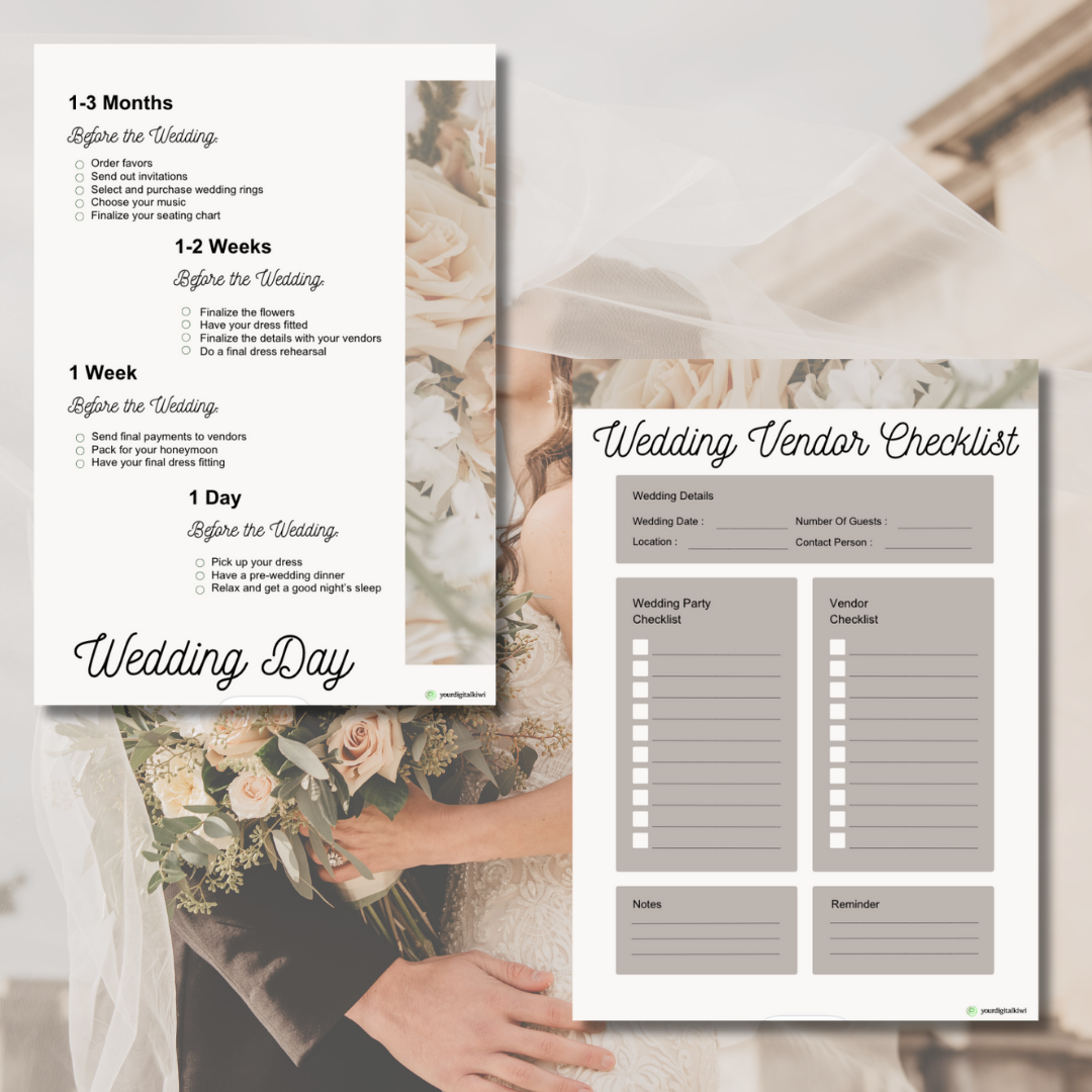 WEDDING CHECKLIST -  Wedding Printable Checklist - Fully Customizable