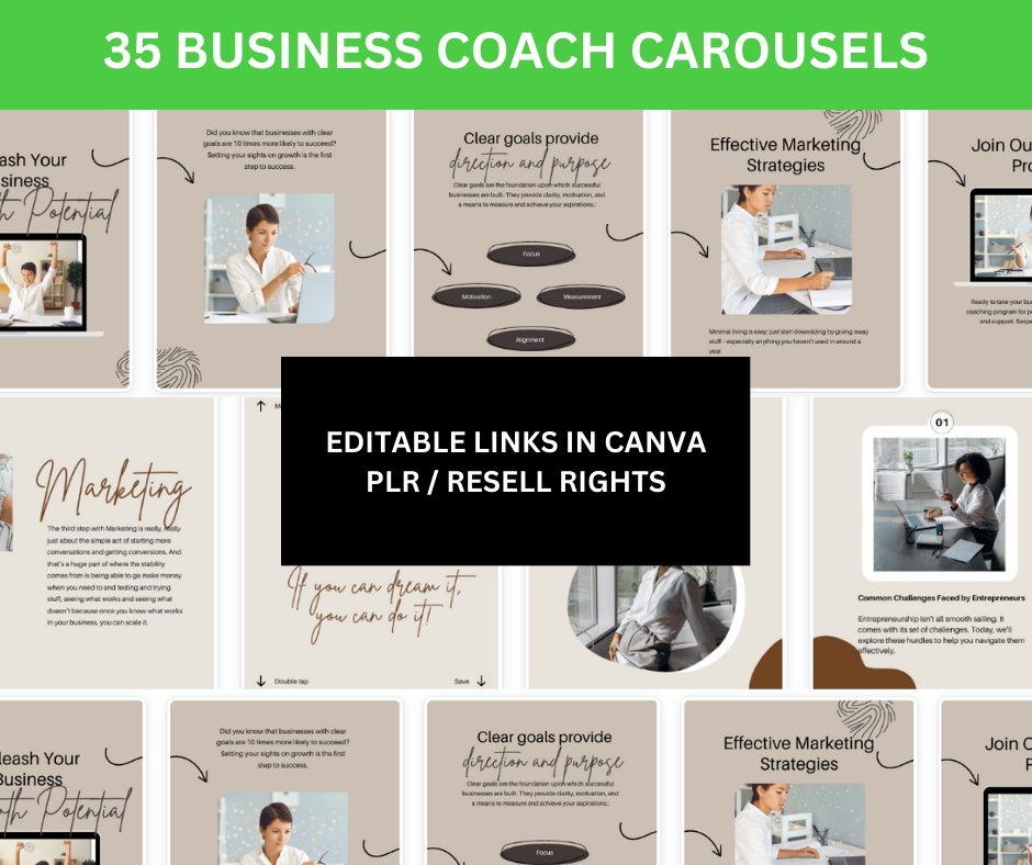 INSTAGRAM BUSINESS COACH - MEGA PACK BUNDLE: CAROUSELS, POSTS, STORIES, PLANNER