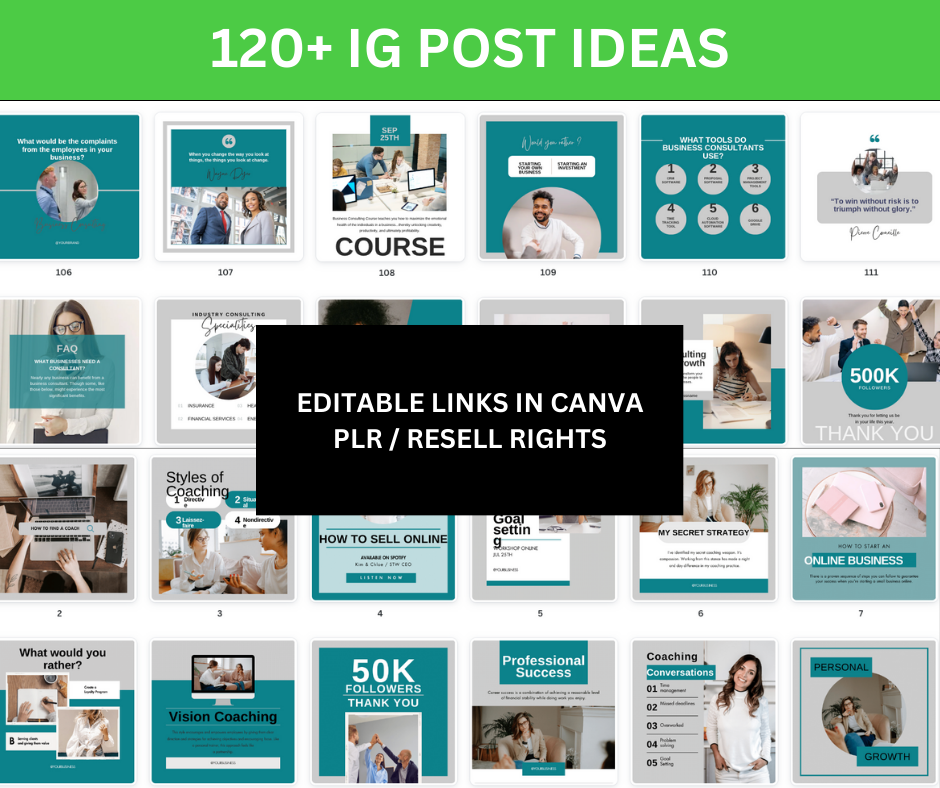 INSTAGRAM BUSINESS COACH - MEGA PACK BUNDLE: CAROUSELS, POSTS, STORIES, PLANNER