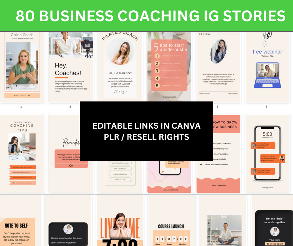 INSTAGRAM BUSINESS COACH - MEGA PACK BUNDLE: CAROUSELS, POSTS, STORIES, PLANNER