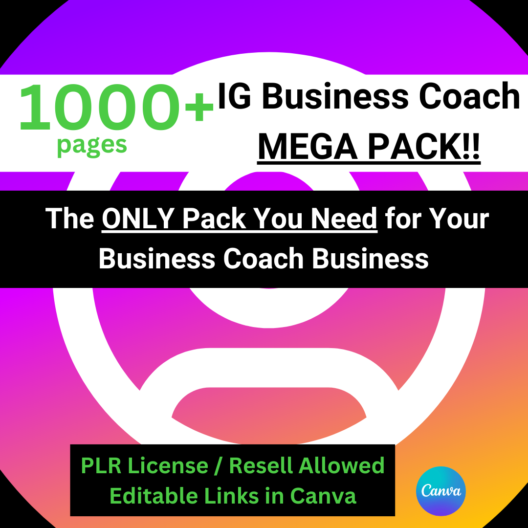 INSTAGRAM BUSINESS COACH - MEGA PACK BUNDLE: CAROUSELS, POSTS, STORIES, PLANNER